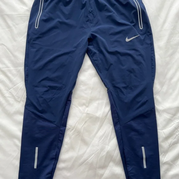 Nike Navy Athletic Track Pants with White Swoosh - Picture 2 of 5